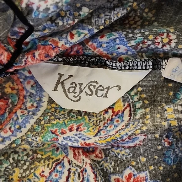 Vintage Kayser Floral Paisley Off-Shoulder Rouched Empire Waist Long Dress. Med. - Picture 5 of 10